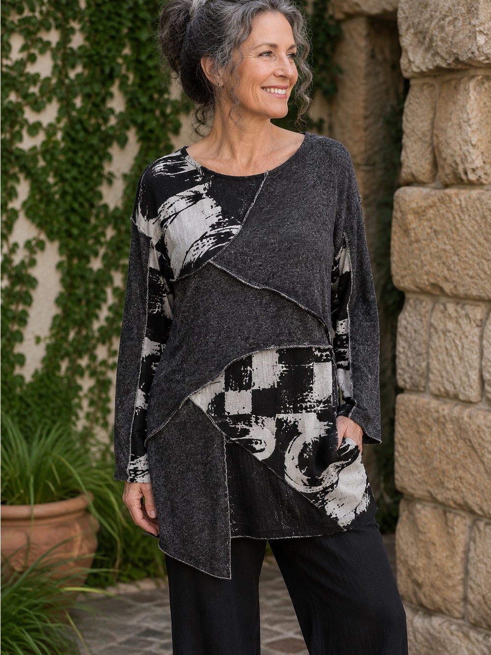 Yak & Yeti Handmade Patchwork Tunic Top NWT Size L